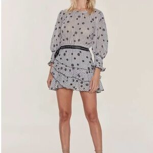 LoveShackFancy Monochrome Floral Checkered Dress